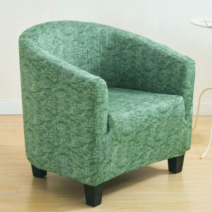 91家纺网 家纺一手货源 找家纺 弹力单人印花卡座沙发套 咖啡厅全包沙发罩 防尘半圆圈椅套