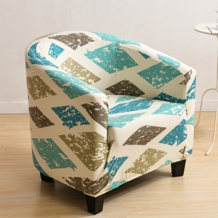 91家纺网 家纺一手货源 找家纺 弹力单人印花卡座沙发套 咖啡厅全包沙发罩 防尘半圆圈椅套