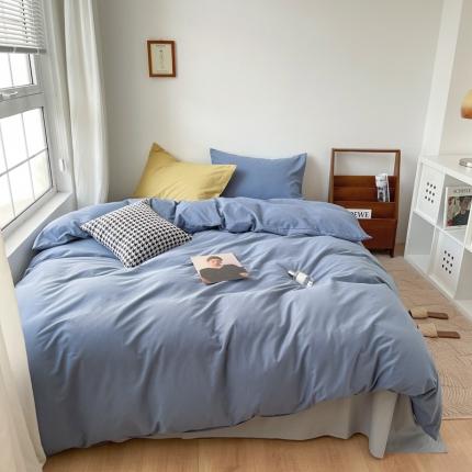 91家纺网 家纺一手货源 找家纺 时年家纺2021新款全棉磨毛纯色混搭四件套 芝士盐盐