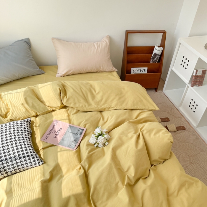 91家纺网 家纺一手货源 找家纺 （总）时年家纺2021新款全棉磨毛纯色混搭四件套