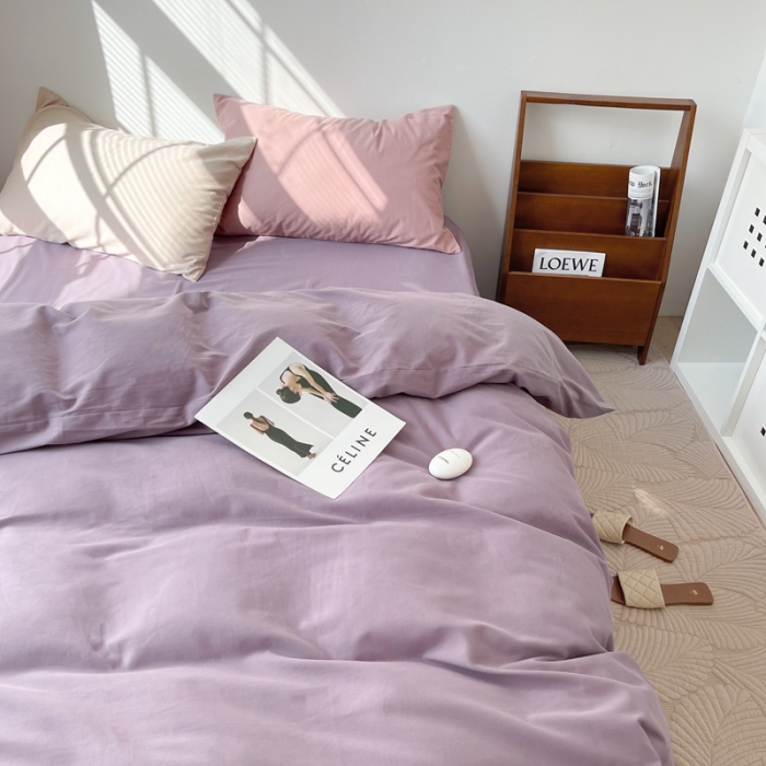 91家纺网 家纺一手货源 找家纺 时年家纺2021新款全棉磨毛纯色混搭四件套 葡萄波波