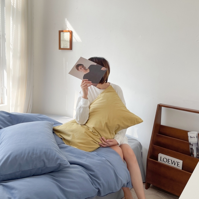 91家纺网 家纺一手货源 找家纺 时年家纺2021新款全棉磨毛纯色混搭四件套 芝士盐盐