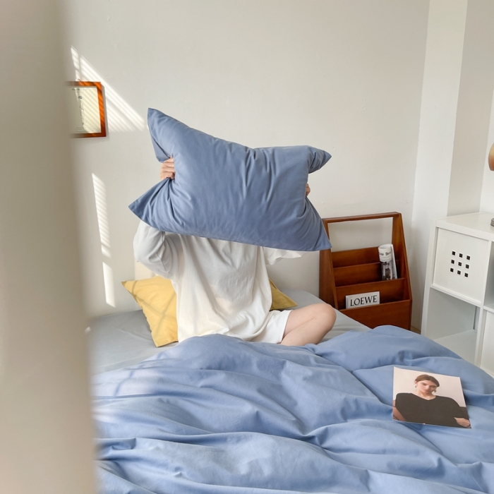 91家纺网 家纺一手货源 找家纺 时年家纺2021新款全棉磨毛纯色混搭四件套 芝士盐盐