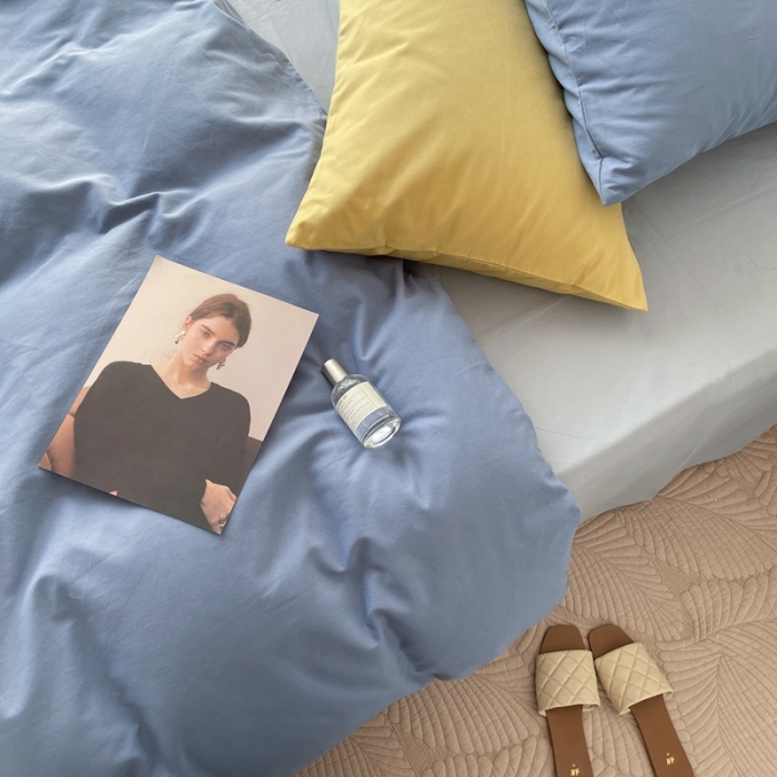 91家纺网 家纺一手货源 找家纺 时年家纺2021新款全棉磨毛纯色混搭四件套 芝士盐盐