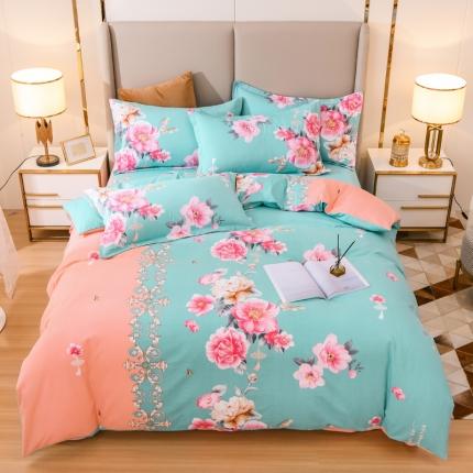 91家纺网 家纺一手货源 找家纺 （总）青竹苑 2021新款全棉磨毛印花四件套