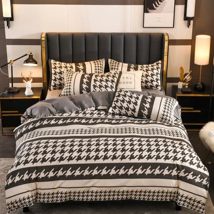 赫然家纺 新款舒适柔软亲肤爆款芦荟棉四件套货源充足 千鸟格