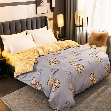 91家纺网 家纺一手货源 找家纺 赫然家纺 新款斜纹磨毛单品被套 潮玩小熊