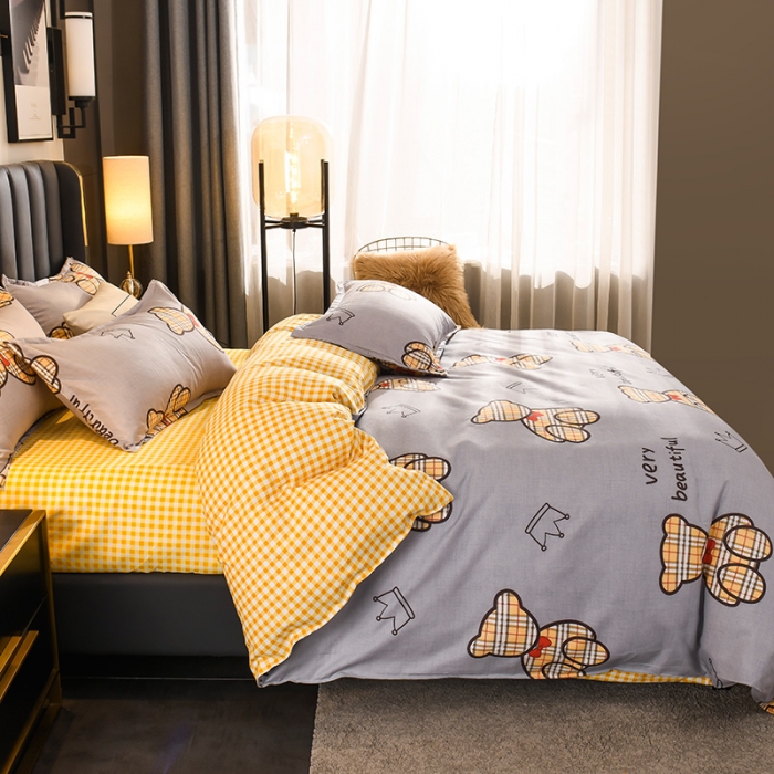 91家纺网 家纺一手货源 找家纺 赫然家纺 新款斜纹磨毛单品被套 潮玩小熊