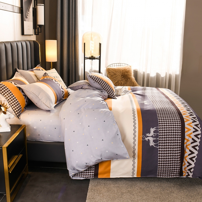 91家纺网 家纺一手货源 找家纺 赫然家纺 新款斜纹磨毛单品被套 麋鹿之家