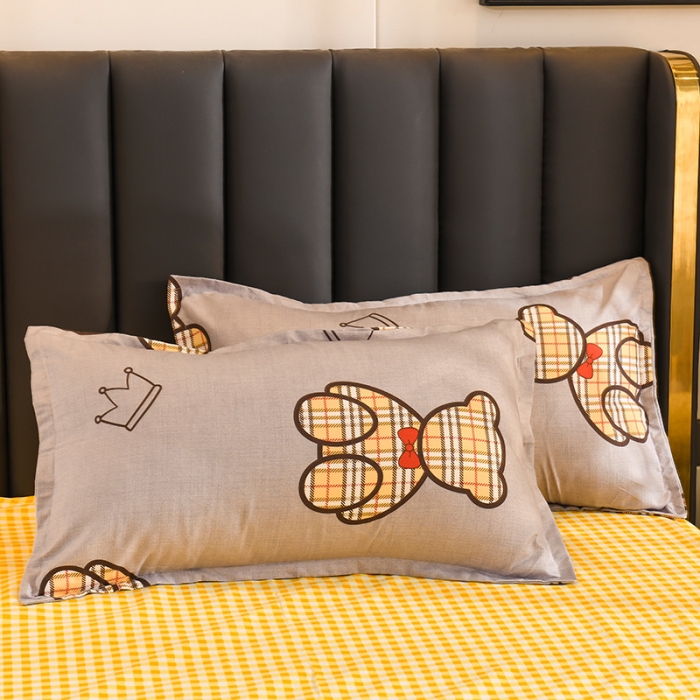 91家纺网 家纺一手货源 找家纺 赫然130g生态长绒棉贡棉植物羊绒加厚斜纹磨毛四件套潮玩小熊