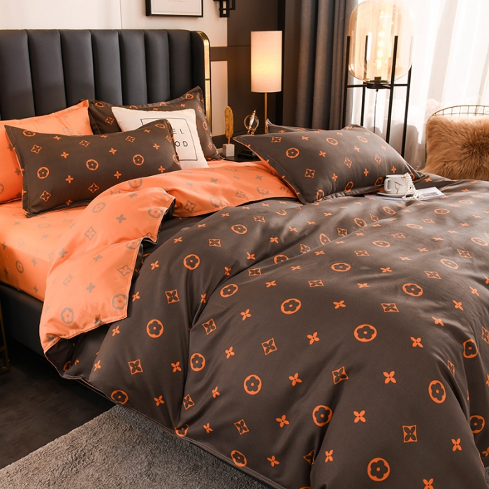 91家纺网 家纺一手货源 找家纺 赫然 130g生态长绒棉贡棉植物羊绒加厚斜纹磨毛四件套路易斯