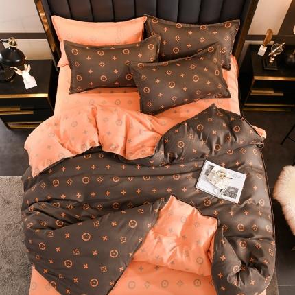 91家纺网 家纺一手货源 找家纺 赫然 130g生态长绒棉贡棉植物羊绒加厚斜纹磨毛四件套路易斯