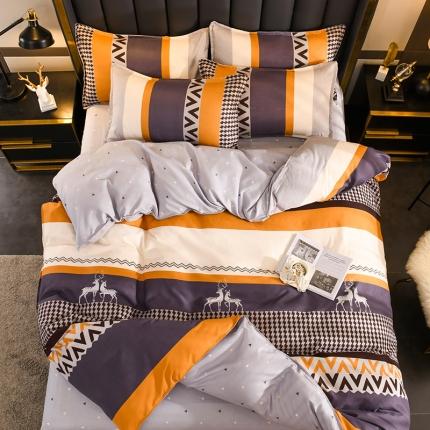 91家纺网 家纺一手货源 找家纺 赫然130g生态长绒棉贡棉植物羊绒加厚斜纹磨毛四件套麋鹿之家