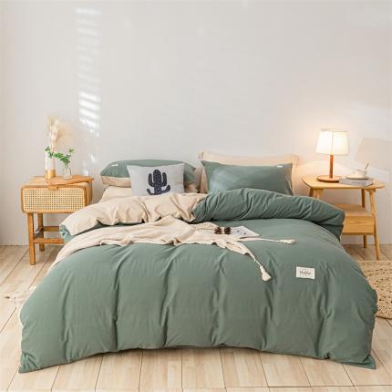 91家纺网 家纺一手货源 找家纺 （总）蓝巢家纺 2021新款全棉色织水洗棉四件套