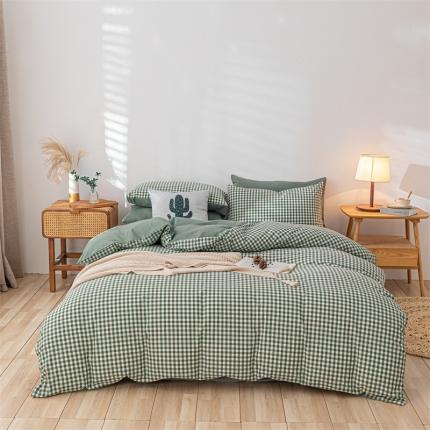 91家纺网 家纺一手货源 找家纺 （总）蓝巢家纺 2021新款全棉色织水洗棉四件套