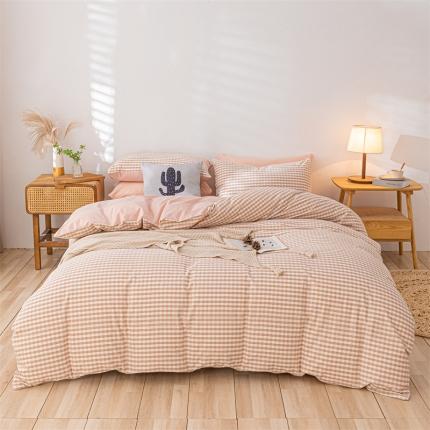 91家纺网 家纺一手货源 找家纺 （总）蓝巢家纺 2021新款全棉色织水洗棉四件套