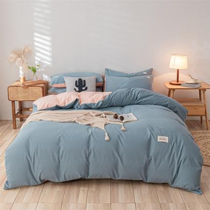 91家纺网 家纺一手货源 找家纺 （总）蓝巢家纺 2021新款全棉色织水洗棉四件套