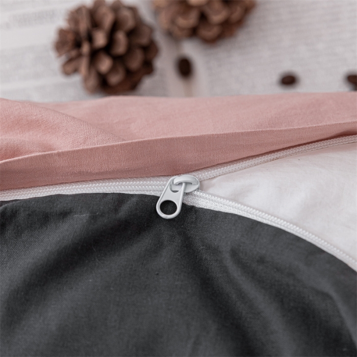 91家纺网 家纺一手货源 找家纺 蓝巢家纺 2021新款全棉色织水洗棉四件套 豆沙深灰