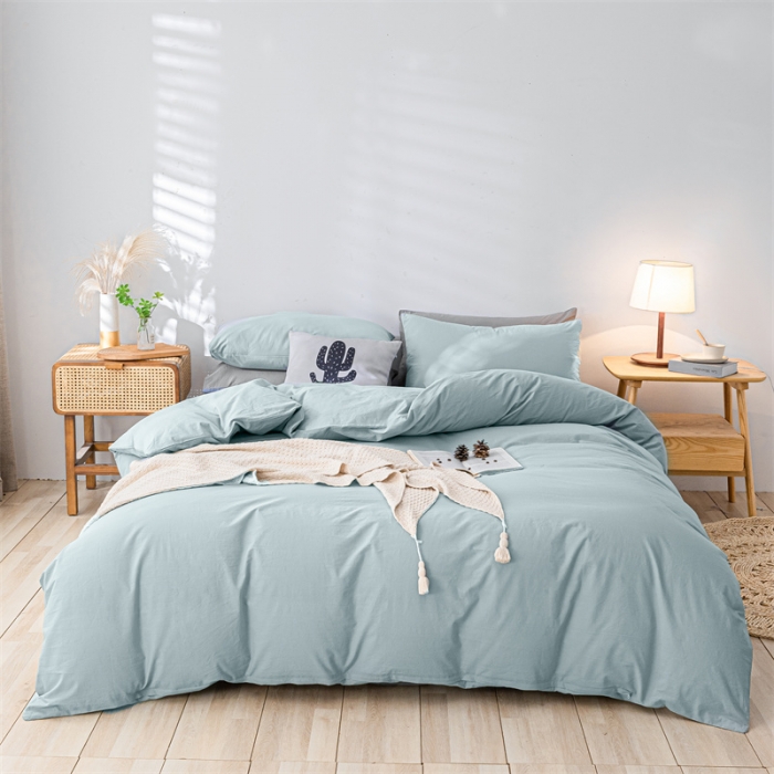 91家纺网 家纺一手货源 找家纺 蓝巢家纺 2021新款全棉色织水洗棉四件套 混搭-繁星蓝