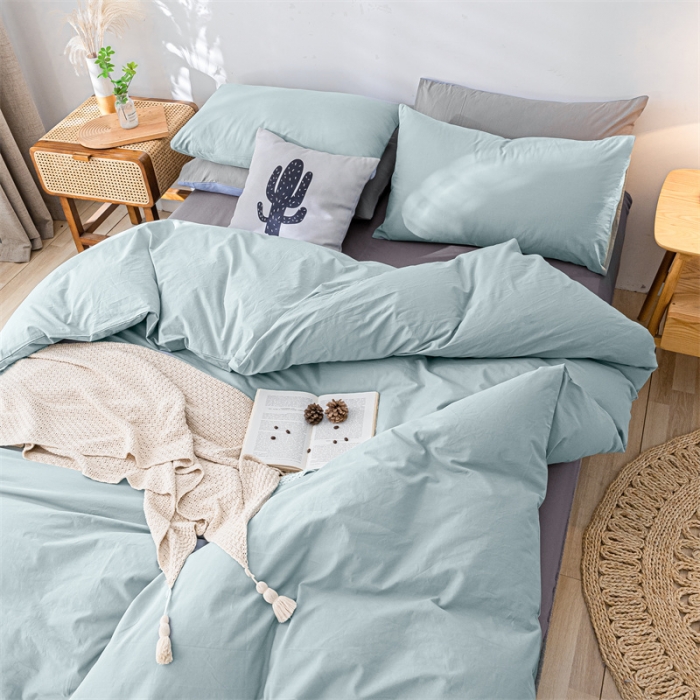 91家纺网 家纺一手货源 找家纺 蓝巢家纺 2021新款全棉色织水洗棉四件套 混搭-繁星蓝