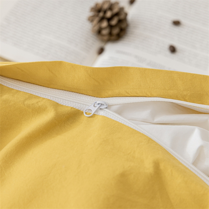 91家纺网 家纺一手货源 找家纺 蓝巢家纺 2021新款全棉色织水洗棉四件套 混搭-姜黄