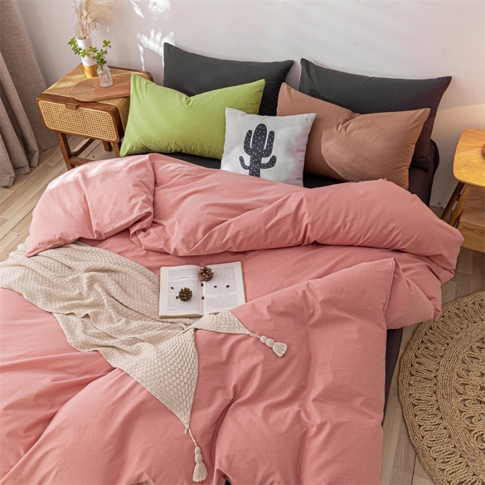 91家纺网 家纺一手货源 找家纺 蓝巢家纺 2021新款全棉色织水洗棉四件套 混搭-浅豆沙