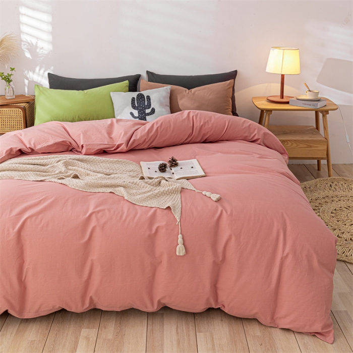 91家纺网 家纺一手货源 找家纺 蓝巢家纺 2021新款全棉色织水洗棉四件套 混搭-浅豆沙