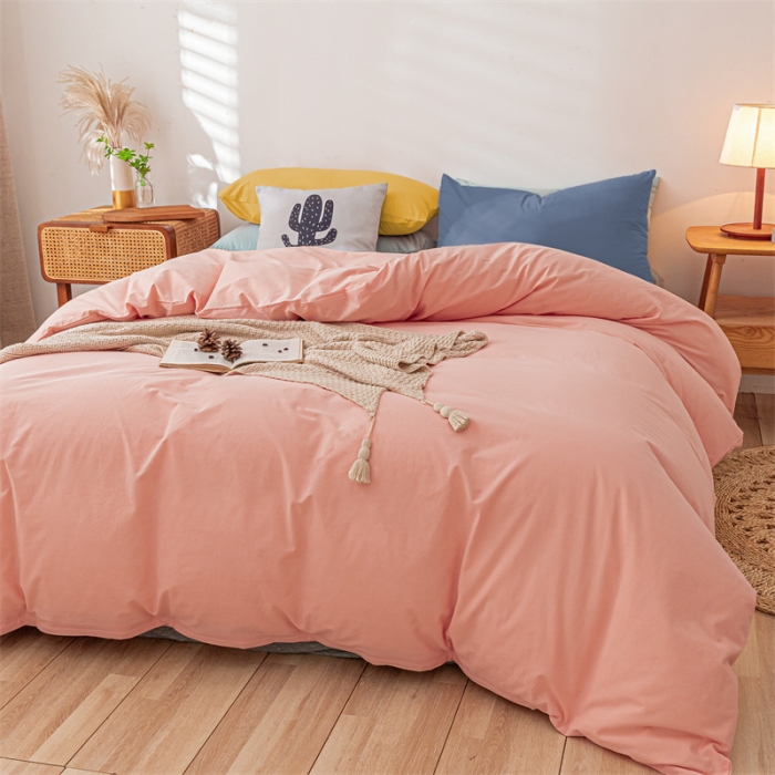 91家纺网 家纺一手货源 找家纺 蓝巢家纺 2021新款全棉色织水洗棉四件套 混搭-香叶粉