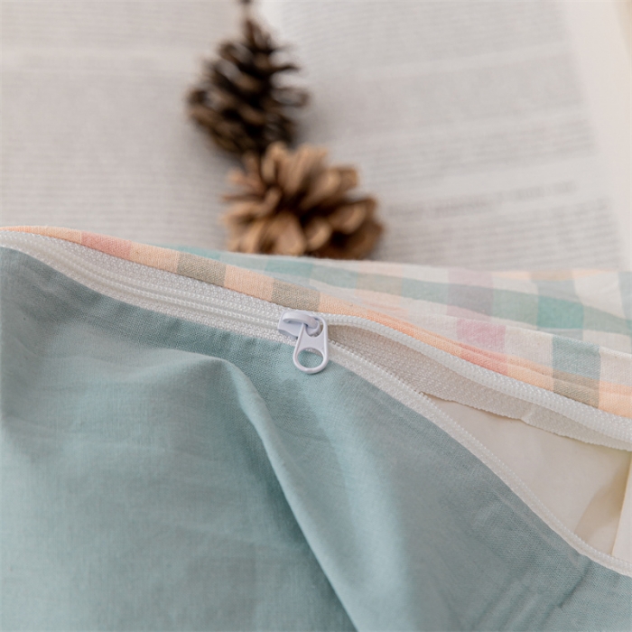 91家纺网 家纺一手货源 找家纺 蓝巢家纺 2021新款全棉色织水洗棉单被套 冰激凌绿