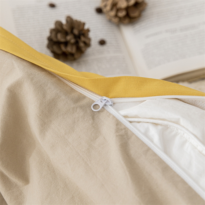 91家纺网 家纺一手货源 找家纺 蓝巢家纺 2021新款全棉色织水洗棉单被套 黄卡其