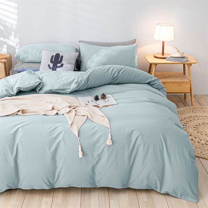 91家纺网 家纺一手货源 找家纺 蓝巢家纺 2021新款全棉色织水洗棉单被套 混搭-繁星蓝