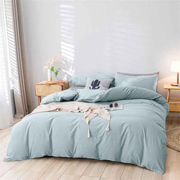 91家纺网 家纺一手货源 找家纺 蓝巢家纺 2021新款全棉色织水洗棉单被套 混搭-繁星蓝