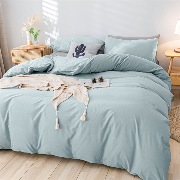 91家纺网 家纺一手货源 找家纺 蓝巢家纺 2021新款全棉色织水洗棉单被套 混搭-繁星蓝