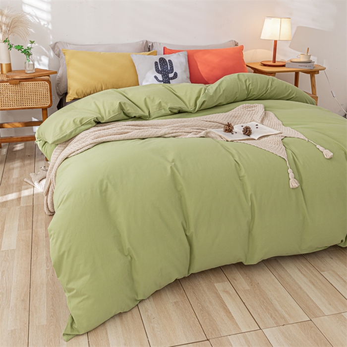 91家纺网 家纺一手货源 找家纺 蓝巢家纺 2021新款全棉色织水洗棉单被套 混搭-抹茶绿