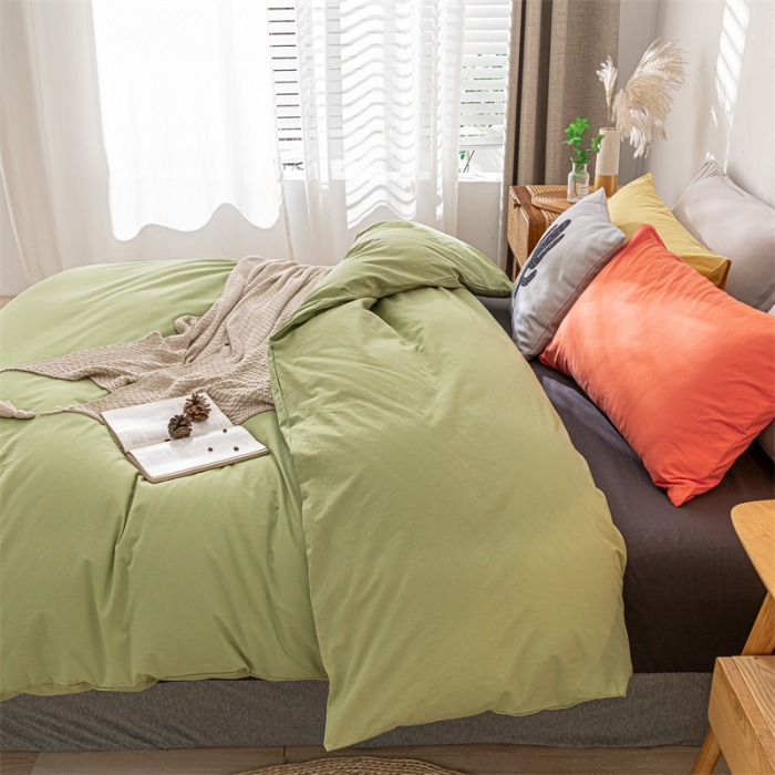 91家纺网 家纺一手货源 找家纺 蓝巢家纺 2021新款全棉色织水洗棉单被套 混搭-抹茶绿