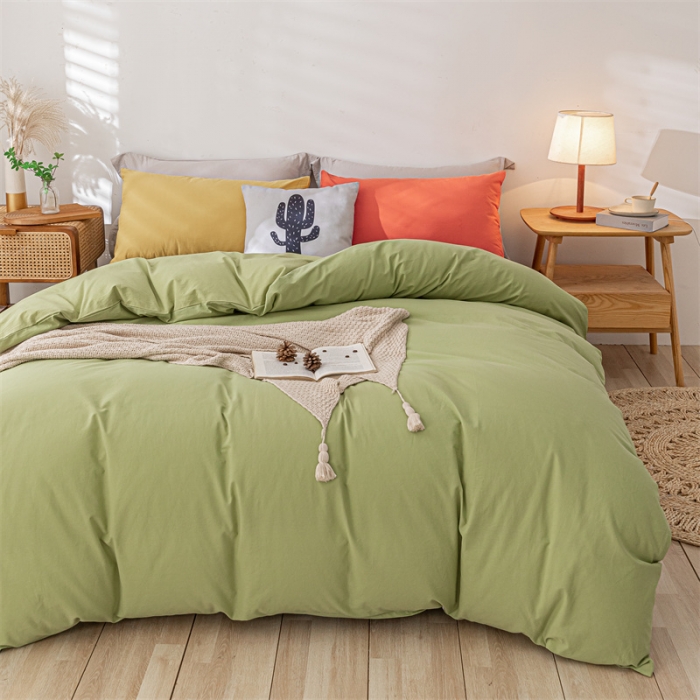 91家纺网 家纺一手货源 找家纺 蓝巢家纺 2021新款全棉色织水洗棉单被套 混搭-抹茶绿
