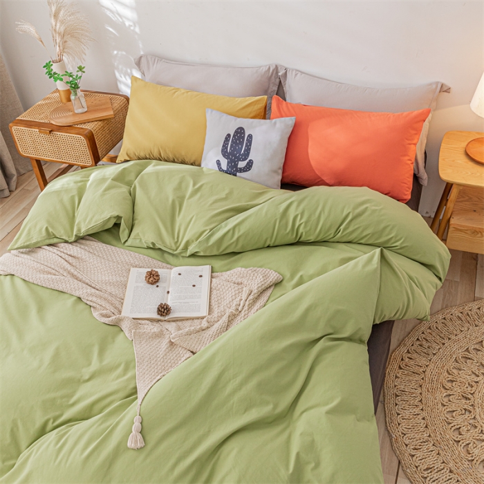 91家纺网 家纺一手货源 找家纺 蓝巢家纺 2021新款全棉色织水洗棉单被套 混搭-抹茶绿