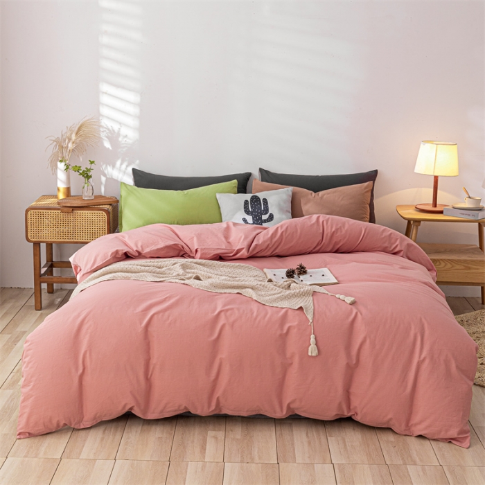 91家纺网 家纺一手货源 找家纺 蓝巢家纺 2021新款全棉色织水洗棉单被套 混搭-浅豆沙