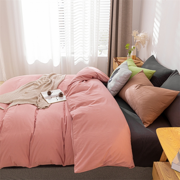 91家纺网 家纺一手货源 找家纺 蓝巢家纺 2021新款全棉色织水洗棉单被套 混搭-浅豆沙