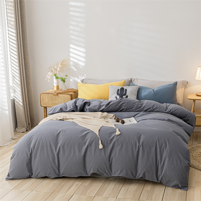 91家纺网 家纺一手货源 找家纺 蓝巢家纺 2021新款全棉色织水洗棉单被套 混搭-紫灰