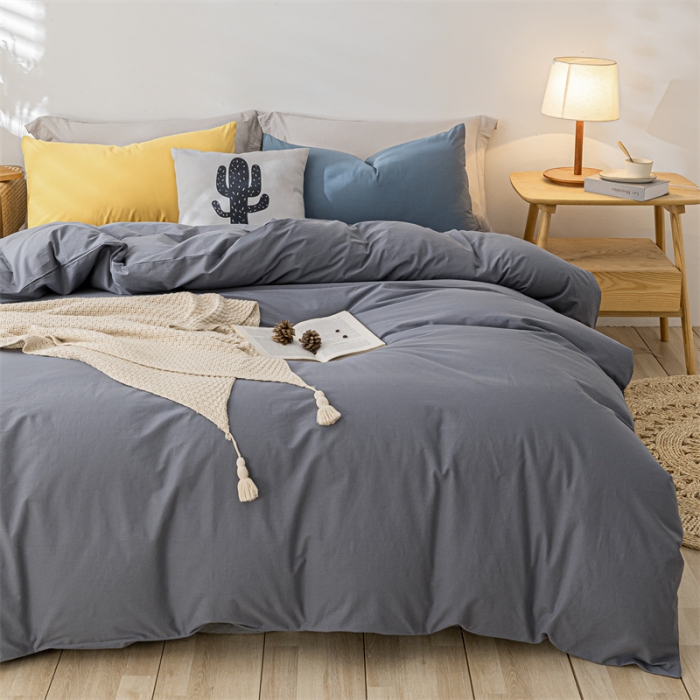 91家纺网 家纺一手货源 找家纺 蓝巢家纺 2021新款全棉色织水洗棉单被套 混搭-紫灰