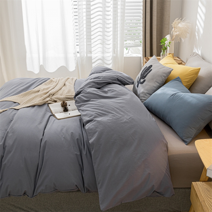 91家纺网 家纺一手货源 找家纺 蓝巢家纺 2021新款全棉色织水洗棉单被套 混搭-紫灰