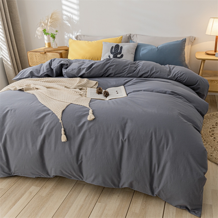 91家纺网 家纺一手货源 找家纺 蓝巢家纺 2021新款全棉色织水洗棉单被套 混搭-紫灰