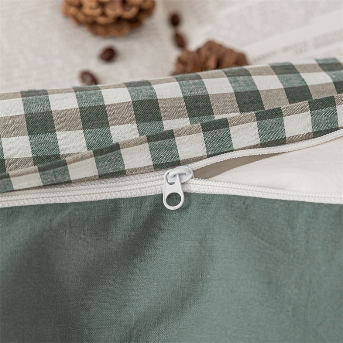 91家纺网 家纺一手货源 找家纺 蓝巢家纺 2021新款全棉色织水洗棉单被套 绿小格