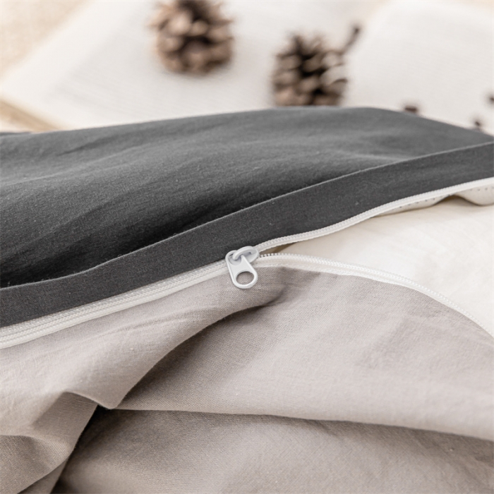 91家纺网 家纺一手货源 找家纺 蓝巢家纺 2021新款全棉色织水洗棉单被套 深灰浅灰