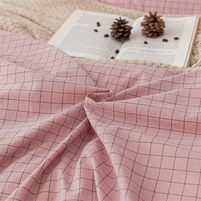 91家纺网 家纺一手货源 找家纺 蓝巢家纺 2021新款全棉色织水洗棉单枕套48*74*1 丁香粉格