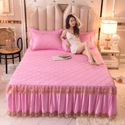 花样年华  2024新款韩式夹棉单床裙 优雅-粉色