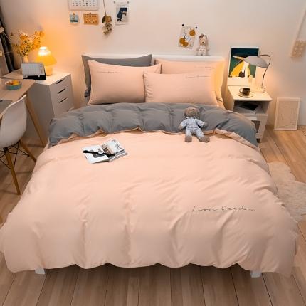 91家纺网 家纺一手货源 找家纺 （总）欣晴 2023新款亲肤洛卡棉磨毛简约刺绣四件套