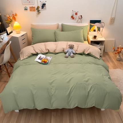 91家纺网 家纺一手货源 找家纺 （总）欣晴 2023新款亲肤洛卡棉磨毛简约刺绣四件套