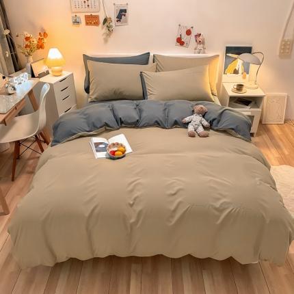 91家纺网 家纺一手货源 找家纺 （总）欣晴 2023新款亲肤洛卡棉磨毛简约刺绣四件套